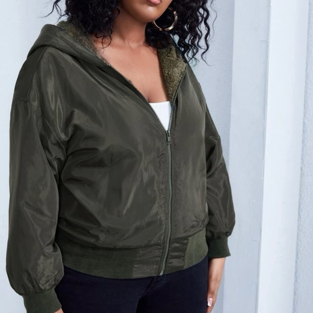 Women’s 3X Teddy Lined Dropped Shoulder Hooded Jacket